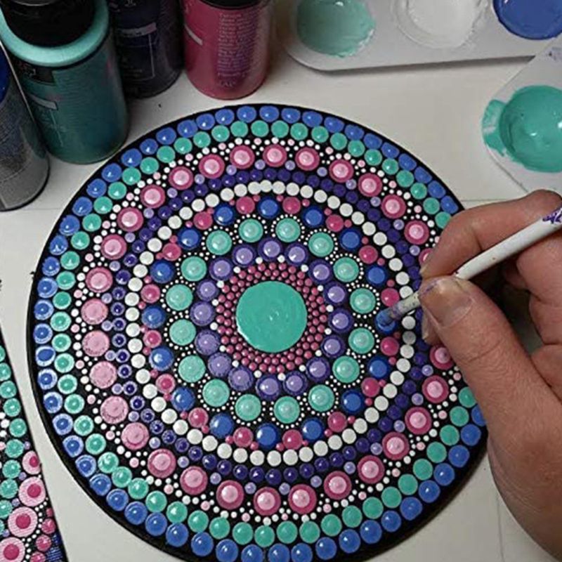 Papel de pintura de Mandala de cartón redondo negro, 8 Uds., Cardboard DIY para artista pintor, suministros de arte