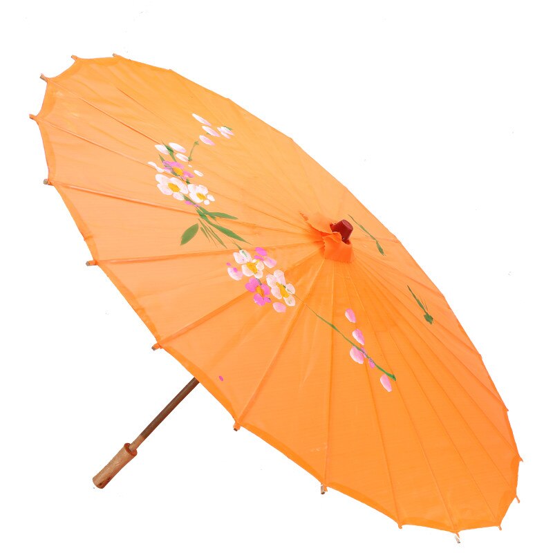 Paraguas de papel con flores impresas chinas, sombrilla tradicional hecha a mano, sombrilla clásica de baile Retro, decoración de: orange