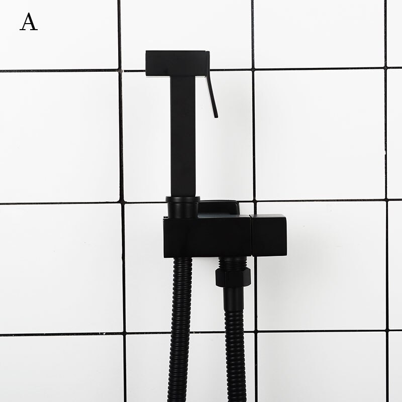 Mat sort/krom/guld/grå/roset guld badeværelse bidet vandhane messing badeværelse shattaf bidet sprøjte: Sort a