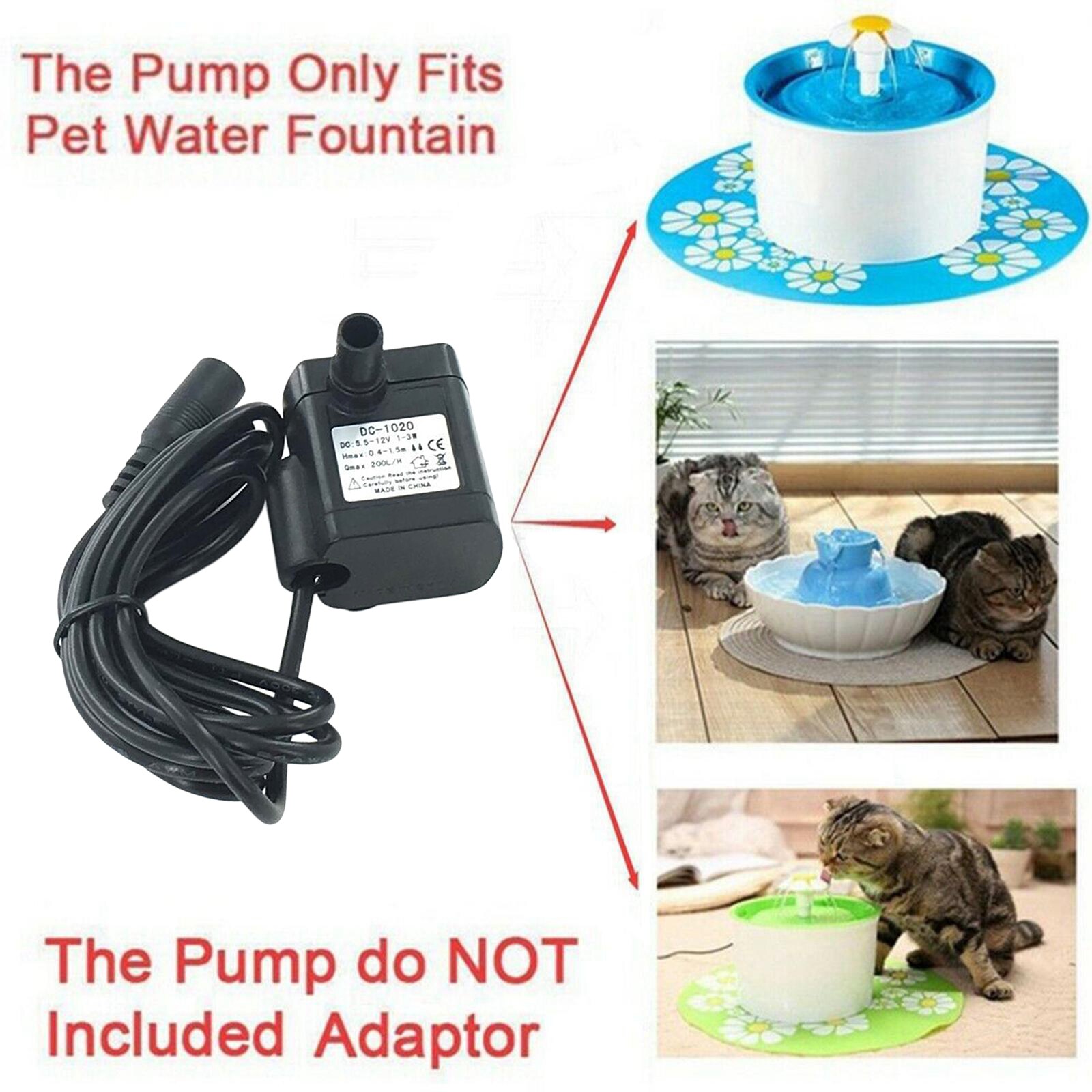 Mini Submersible Pump 12V Water Pump 200L/H Micro Brushless Pump for Hydroponics Circulating