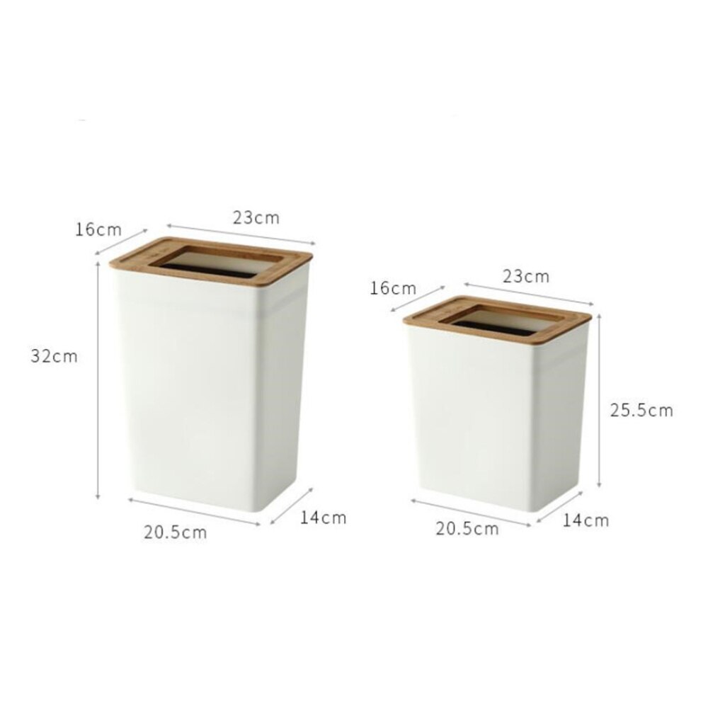 Minimalist Trash Bins Practical Waste Container Kitchen Bathroom Trash Basket with Wooden Lid Size