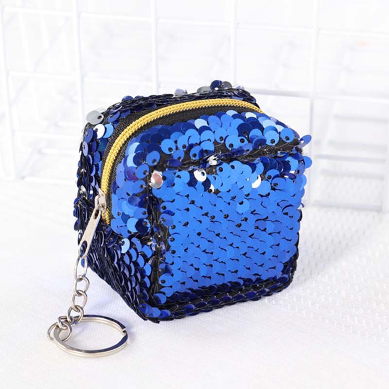 6cm*6cm*5cm Cute Novelty Cuboid Bling Sequin Zipper Plush Coin Purse Kawaii Children Coin Purse Women Wallet Mini Handbag: 7