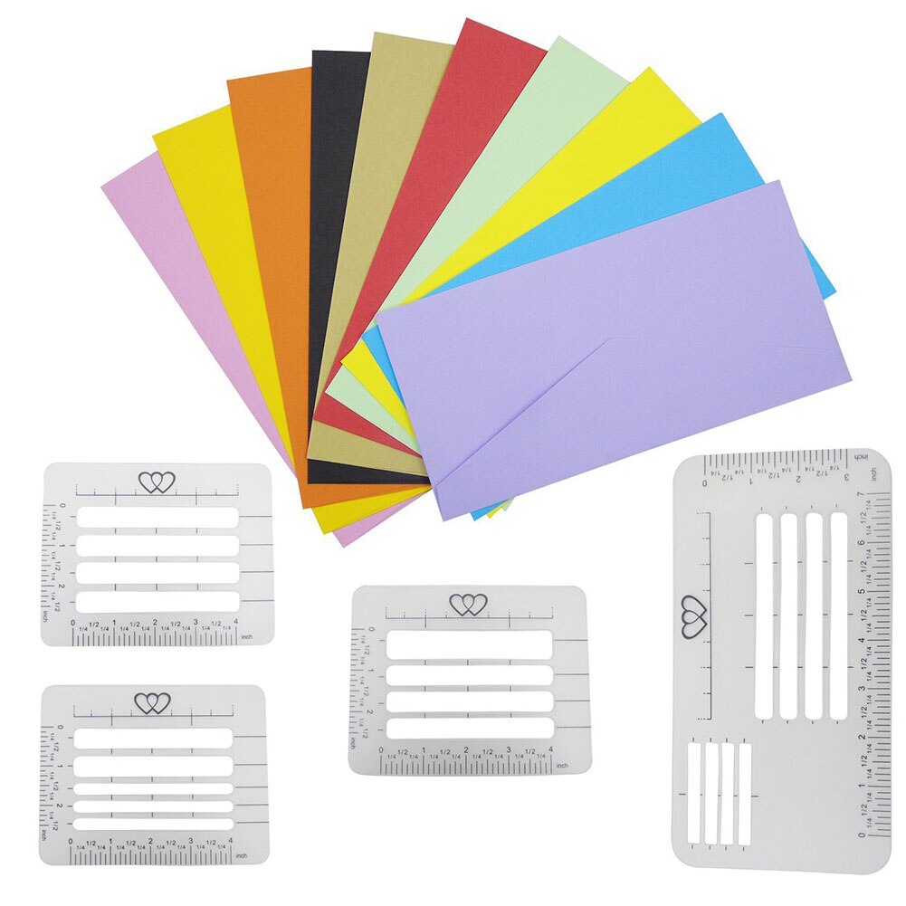 4pcs Transparent Greeting Card Envelope Diary Craft Postcards Stencil Set Letter Invitation Addressing Guide Templates Rulers