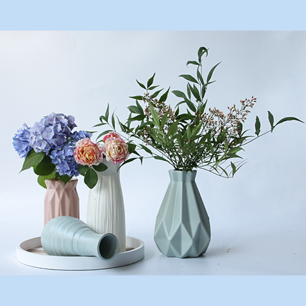 1Pce Nordic decorative vase imitation ceramic flower basket plastic vase decorative ornament flower pot vase ornament