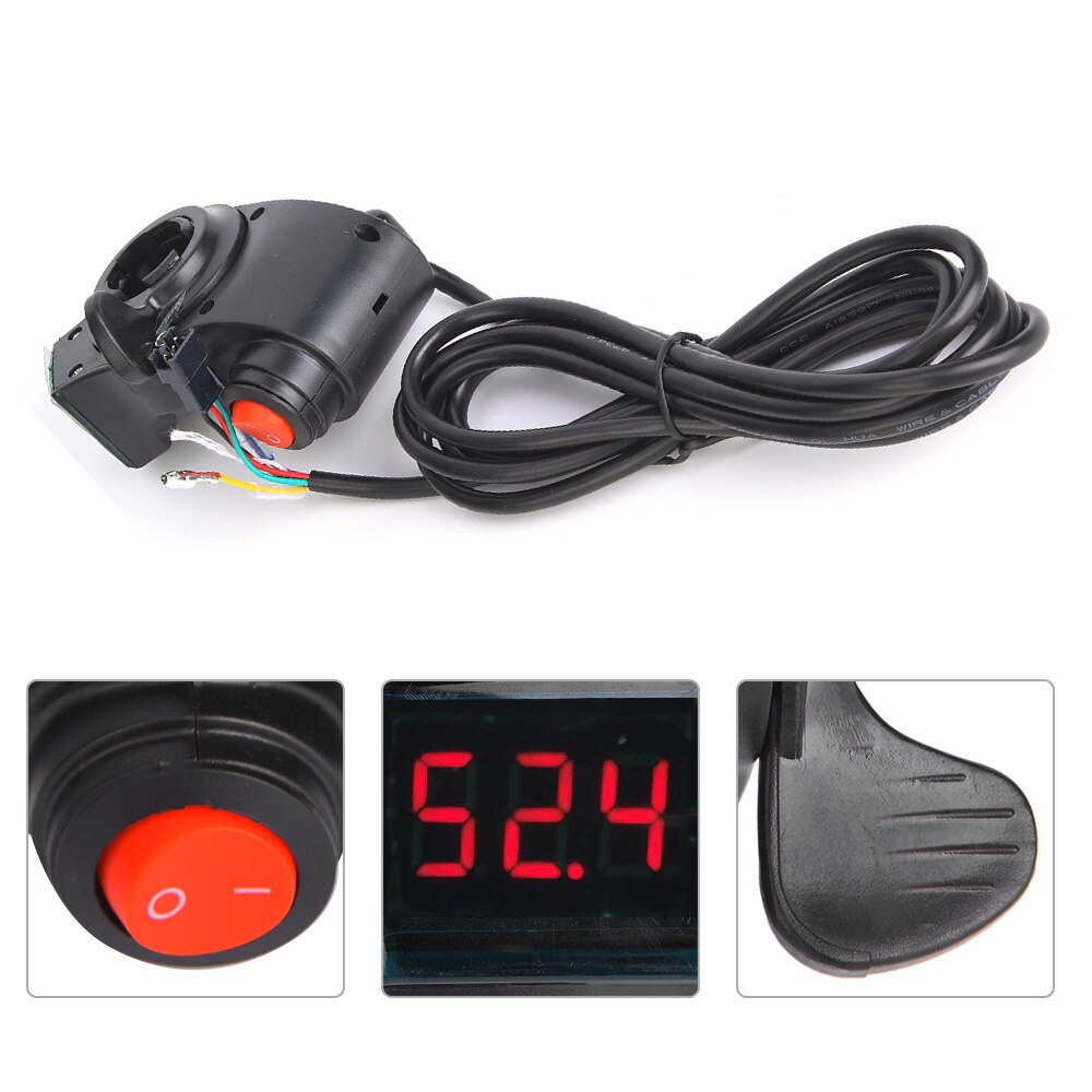 E-Bike Thumb Throttle Display LCD Display Digital Battery Voltage Power Switch Electric Vehicle Finger Thumb Throttle E-bike