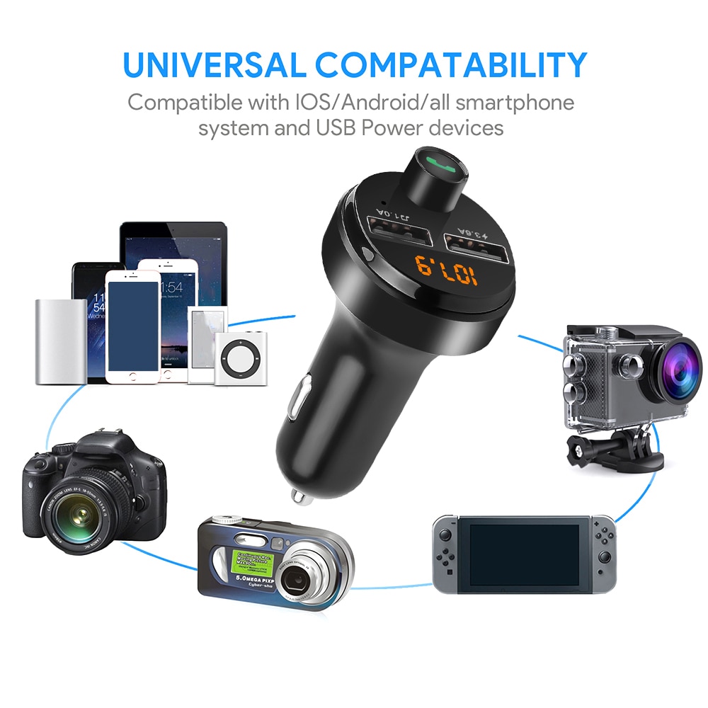 4.6A FM Transmitter Modulator Bluetooth Handsfree Car Kit Audio USB AUX TF card MP3 Player Adapter Dual USB Phone Charger