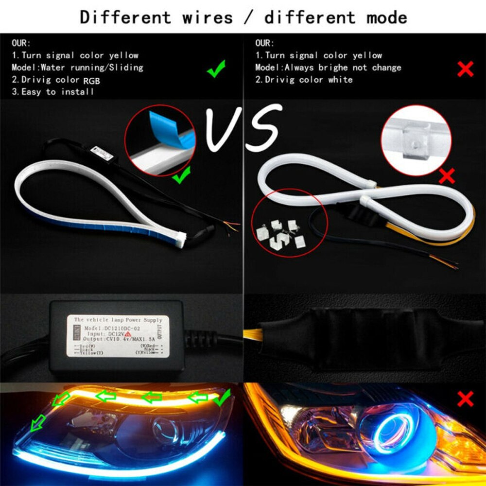 Flexible Turn Signal Light RGB Sequential LED Turn Signal Light Bar 60CM