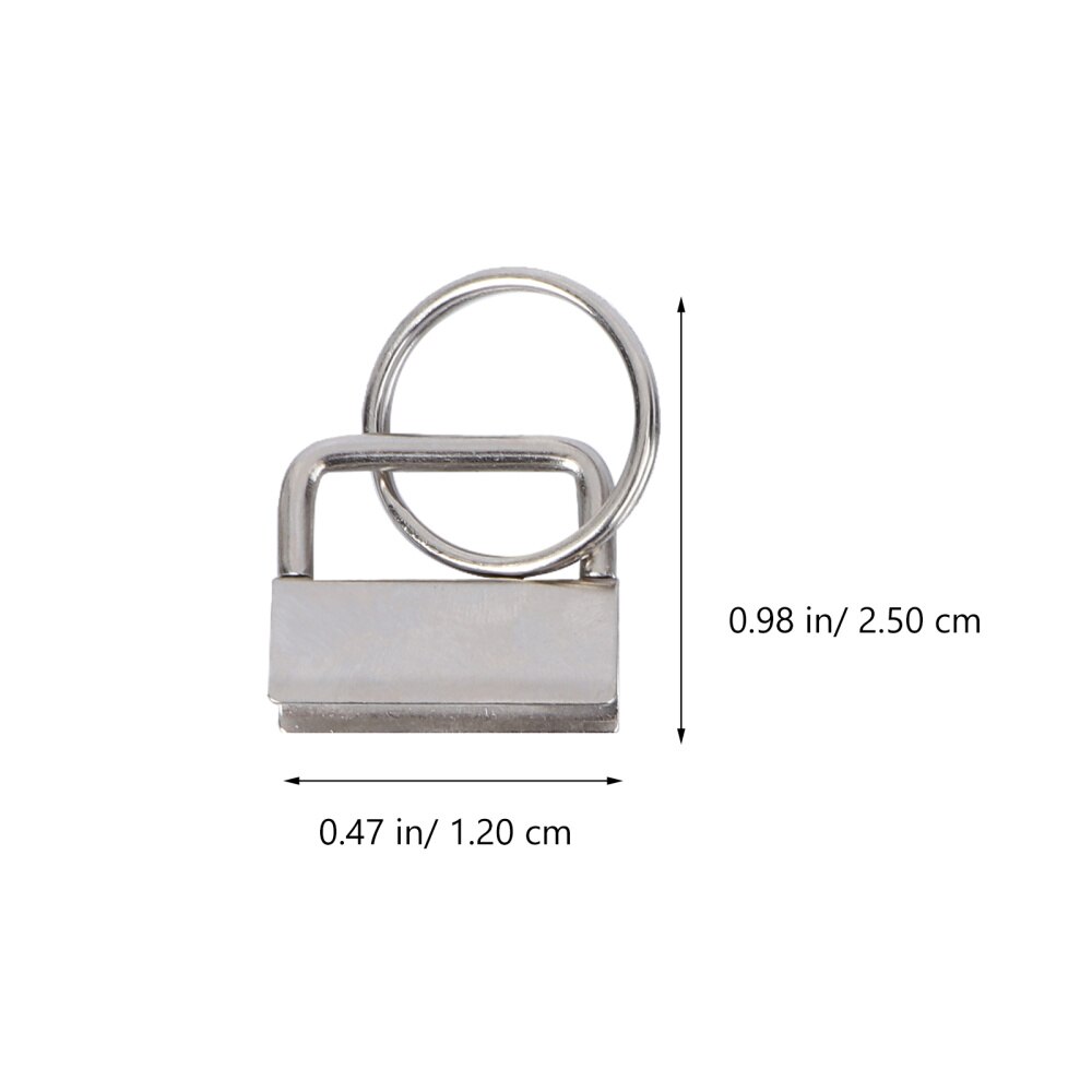 50Pcs DIY Fabric Hardware Key Chain Fob Wristlet Hardware with Key Ring for Lanyard Luggage Strap Accessories（25mm, Silver)