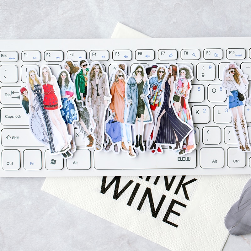 21Pcs/Set Hand Draw Street Girl Sticker DIY Craft Scrapbooking Album Junk Journal Happy Planner Decorative Stickers