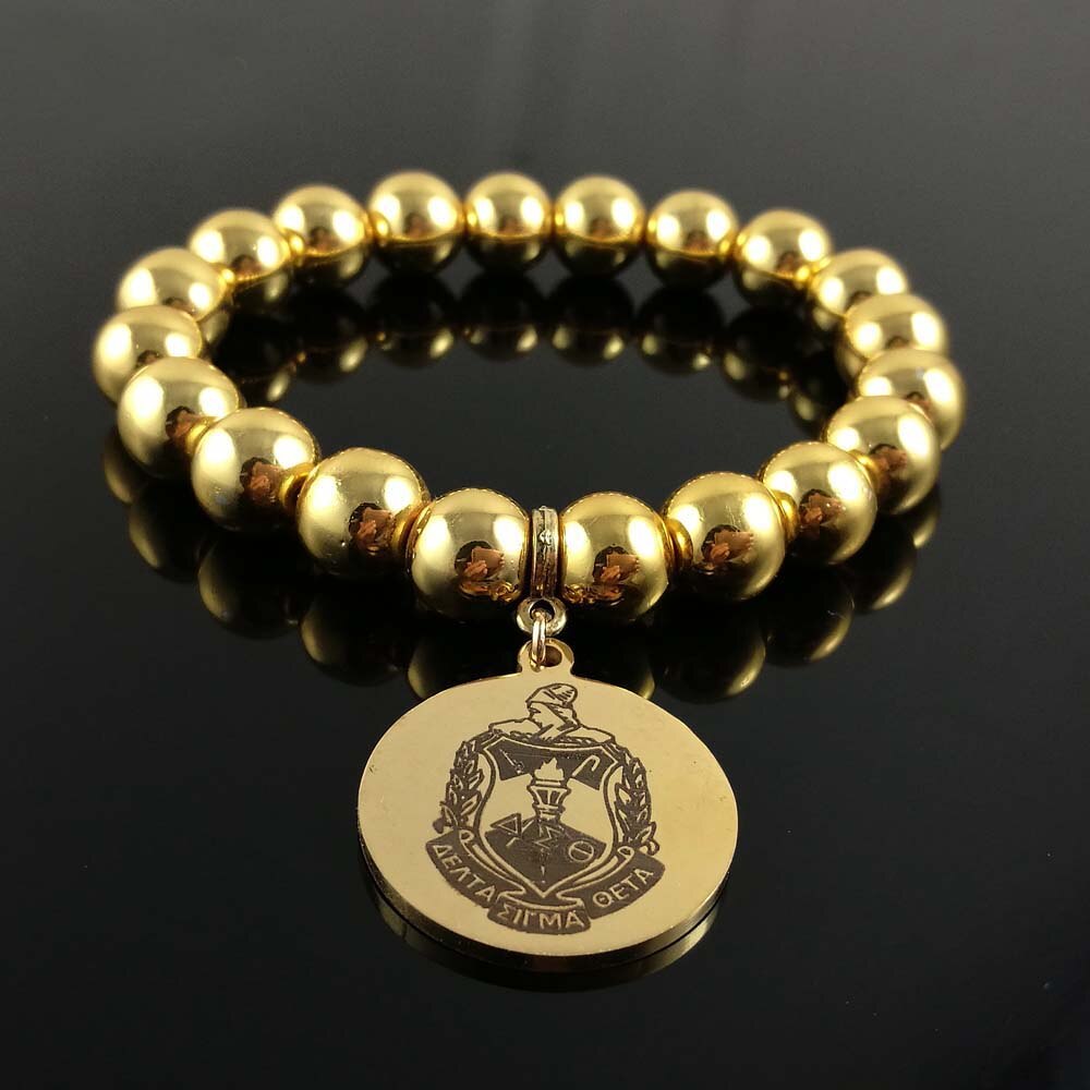 Elastische Griekse Sorority Goud Kleur Ccb Kralen Vrouwen Sieraden Kralen Armband Bedelarmband