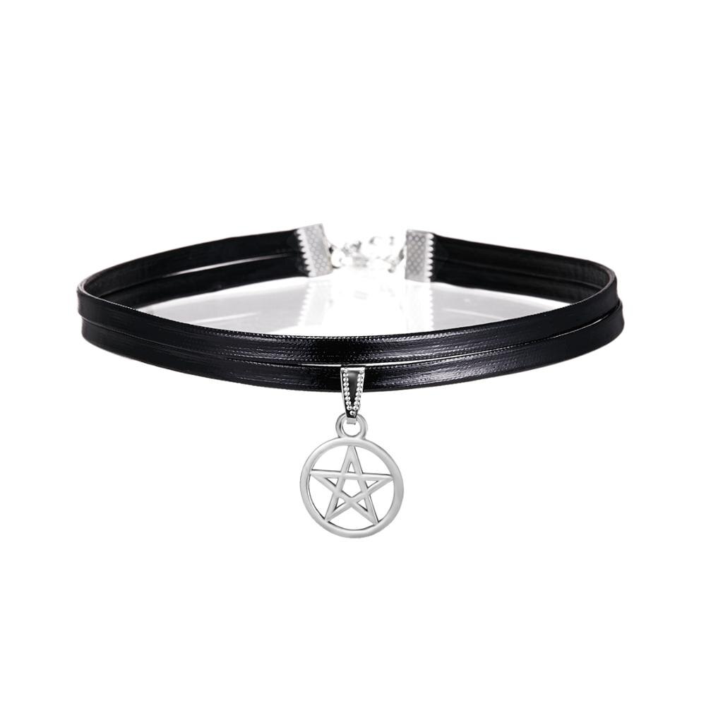 Choker Ketting Zwart Kant Fluwelen Strip Vrouw Kraag Partij Sieraden Ketting Handgemaakte Lederen Touw Sneeuwvlok Ster Sleutelbeen Keten: 3