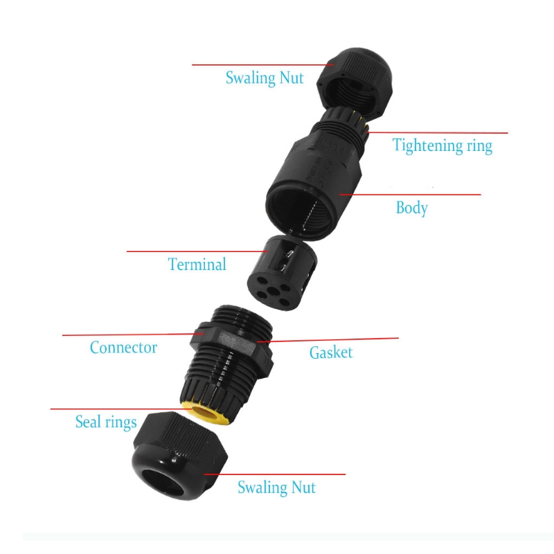 1 Pc Waterdichte IP68 Outdoor Aansluitkast Elektrische Draad Connector 2P 3P 4P M20 Plug Draad Bereik 4-8Mm, 6-11Mm
