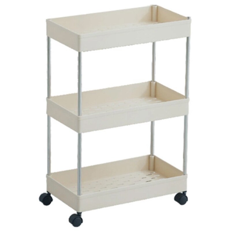 Bathroom Storage Rack 3 Layers Kitchen Narrow Cabinet Living Room Space Shelf Home Furniture Movable Wheels Shelf: Default Title