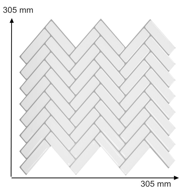 Baldosas Vividtiles, baldosas de Metro blancas más gruesas, Peel and Stick Premium, azulejos de pared, adhesivo contra salpicaduras de cocina, 1 hoja: HB003