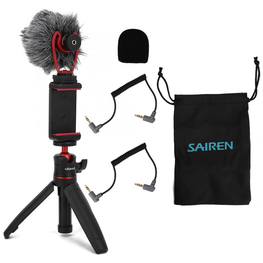 Ulanzi Smartphone Video Kit Telefoon Fotografie Live Vlog Set Omvat Statief Telefoon Clip Led Verlichting Microfoon Handheld Stabilizer