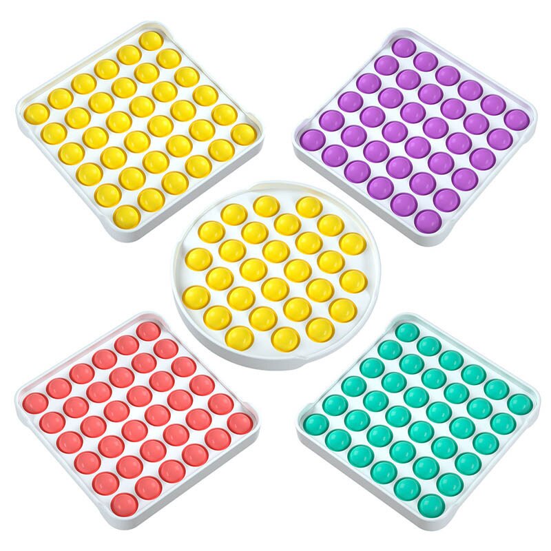 Colorful Fidget Push Pops Bubble Sensory Squishy Stress Reliever Autism Needs Anti-Stress Pop-It Rainbow Adult Children Toys