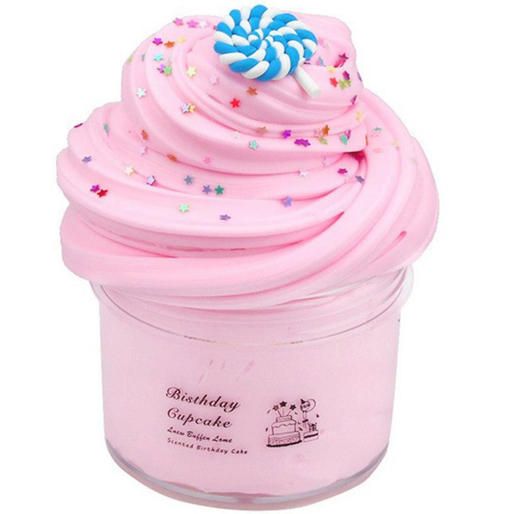 70Ml Fruit Cake S-Lime Pluizige Floam Kids Boetseerklei Speelgoed Polymeer Veilig Katoen Biscuit S-Lime antistress Voor Kids: light pink lollipop