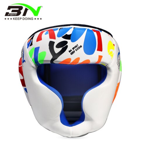 BN nuevos niños Graffiti serie casco boxeo guantes de Kick Boxing niños cabeza guardia Taekwondo niños niñas equipo de entrenamiento: white-Child helmet