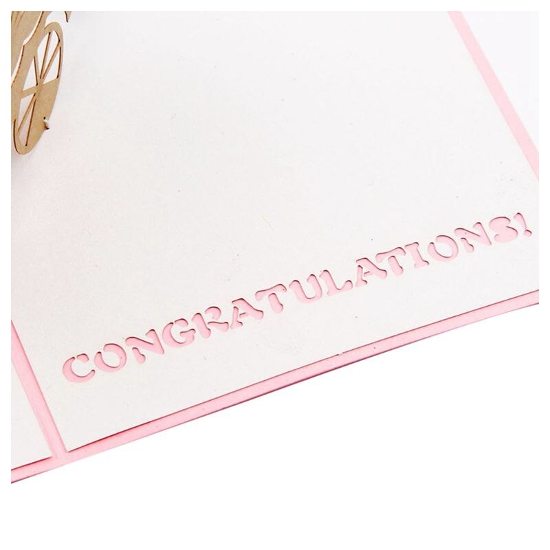 BEST3D bébé en landau carte Pop up carte d'anniversaire bébé à la main Kirigami papier Art blanc 3D carte de voeux (bébé fille)