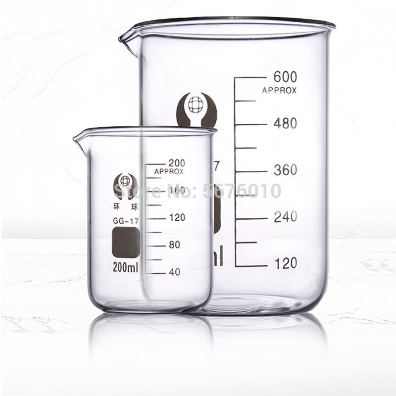 Vaso de vidrio de borosilicato para laboratorio, 1 Juego de , todos los tamaños, equipo químico, todos los tamaños, vaso de medición Pyrex