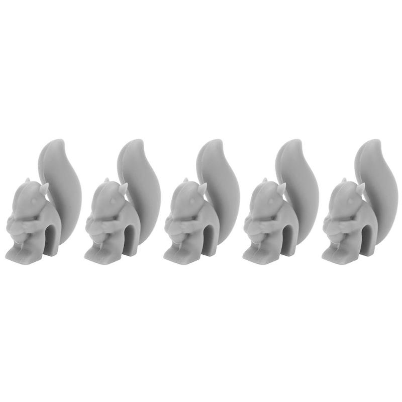 5pcs Cute Silicone Squirrel Tea Bag Hanging Holder Tea Infuser Mug Cup Clip Label Party Home Decor: Gray