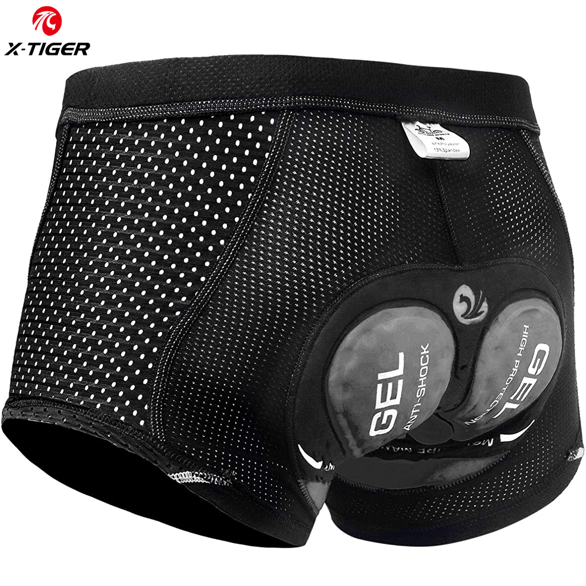Ropa interior de Ciclismo de X-TIGER para hombre, pantalones cortos con almohadilla de Gel transpirable 5D, antideslizantes, empuñaduras de piernas: XL / Oro