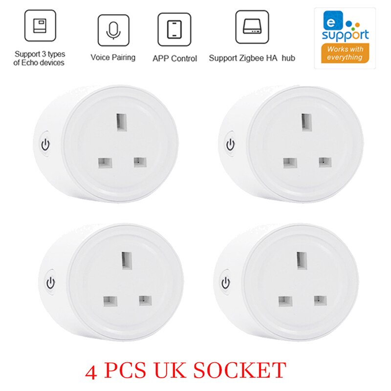 EWelink ZigBee UK Socket Plug WiFi Smart Socket Power Plug Outlet Remote Control Works With Amazmart Home Compatible With Google