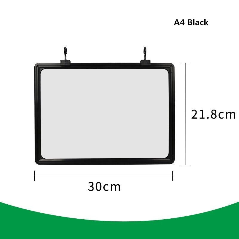 A4 Supermarket Price Label Holder/Sign Board With Pop Clip Plastic Sign Holder Display Hanging Frame: Black