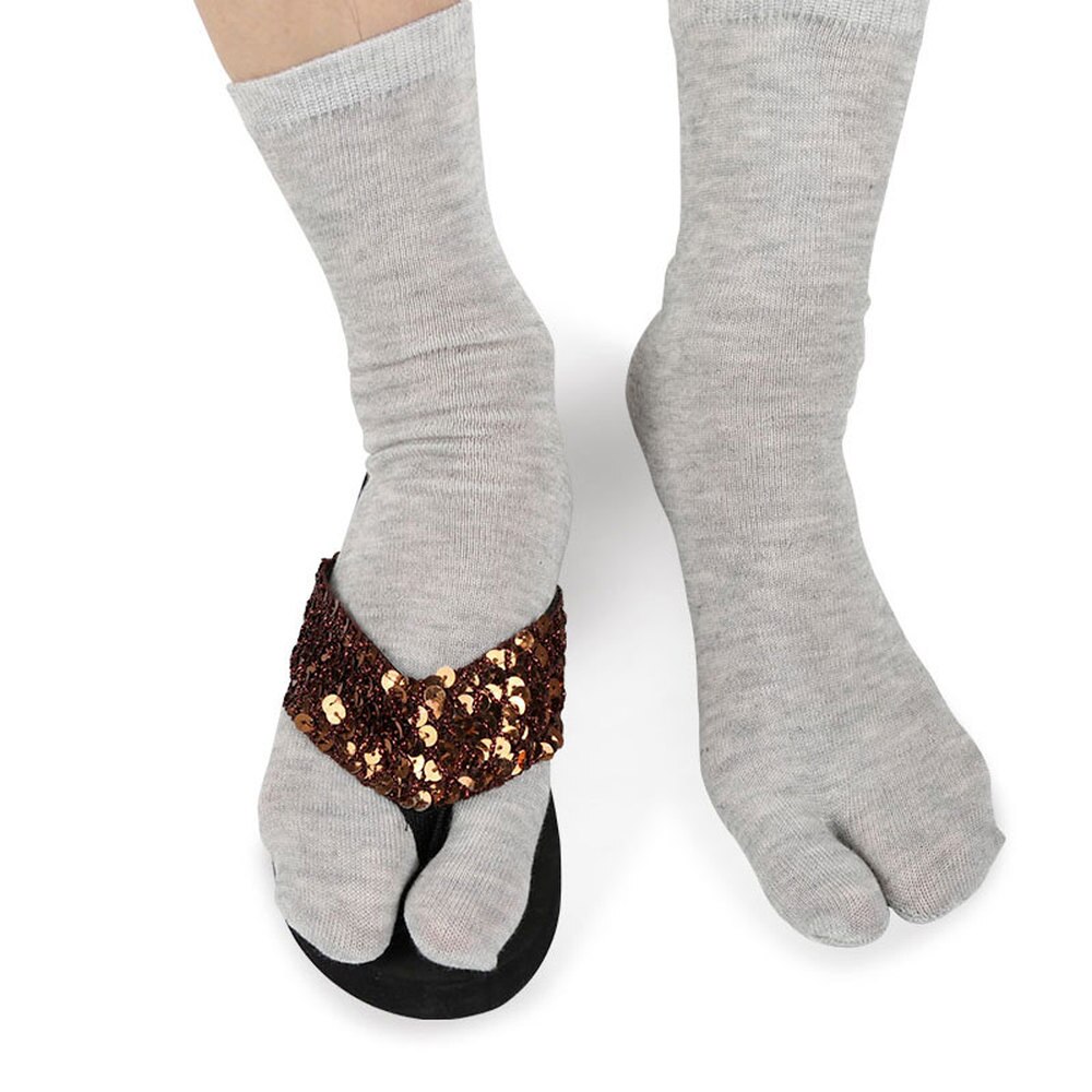 Tongs à bout en V, 2 paires, chaussettes noires, grises, blanches, en coton, deux doigts, décontractées, vêtements de tous les jours, unisexes