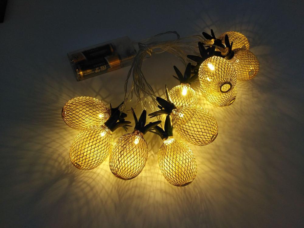 Guirlande lumineuse en métal à 10 ou 20 LED, fruits, ananas, féerique, alimenté par batterie USB, pour noël, mariage, décoration: 1.5m 10leds / battery