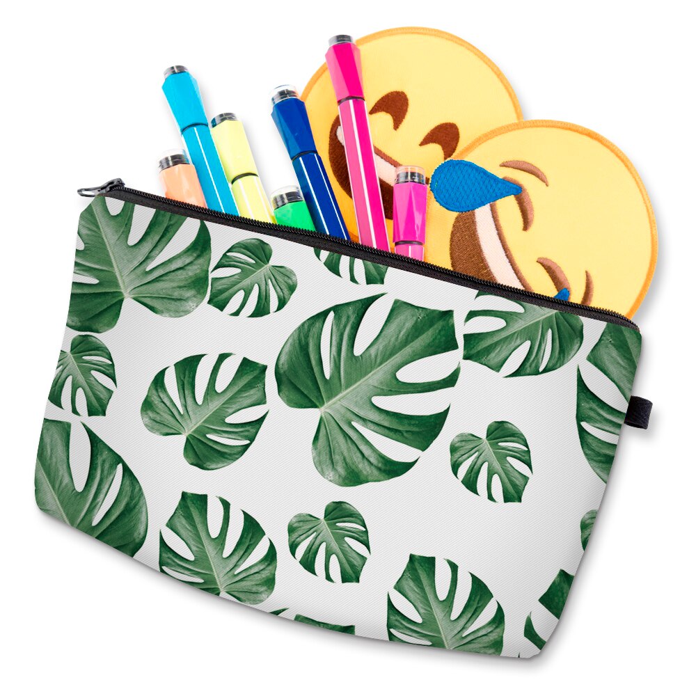 GABWE Style Tropical palmier vert feuilles imprimé frais sac de maquillage cosmétique pour les femmes Kosmetyczka Neceser Maquillaje