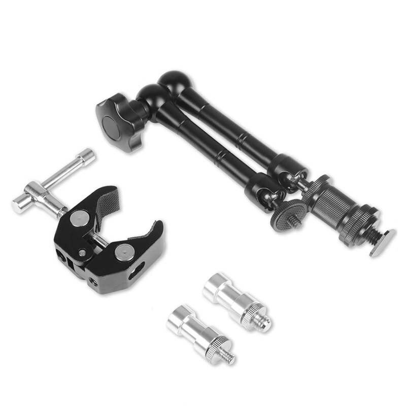 Magic Arm Met Super Klem 11 Inch Scharnierende Wrijving Krab Klem Met 1/4 Inch En 3/8 Inch Draad Voor dslr Camera Rig, M