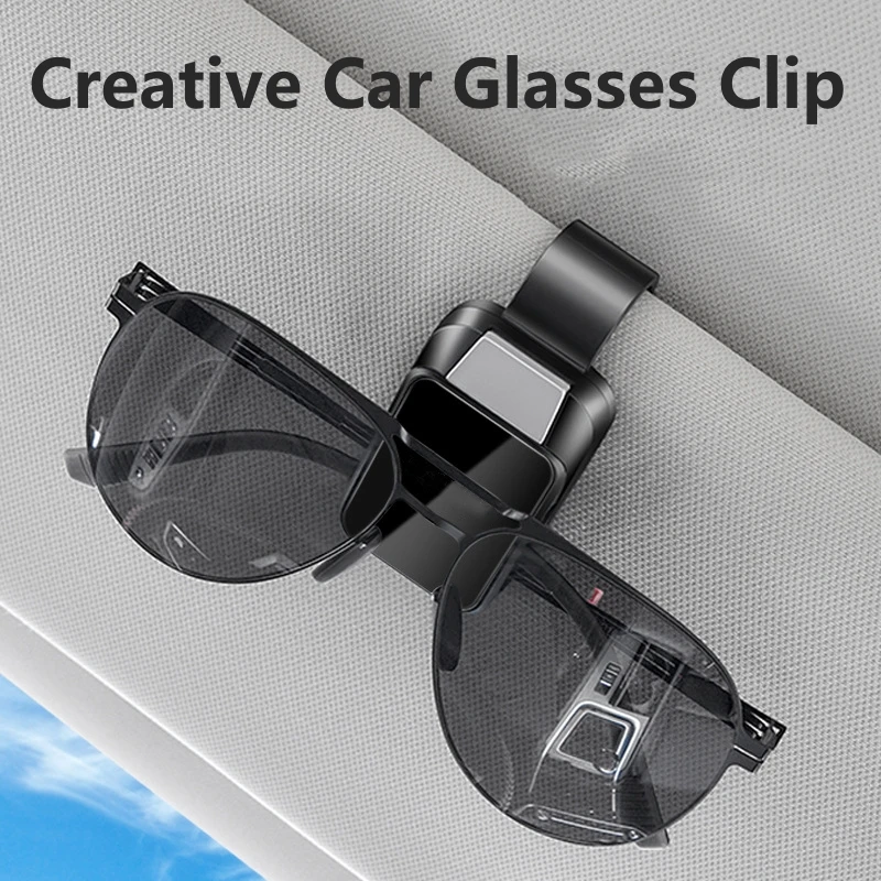 1pc car sun visor glasses clips, interior glasses storage holder, compact storage car interior accessories with alloy buckle