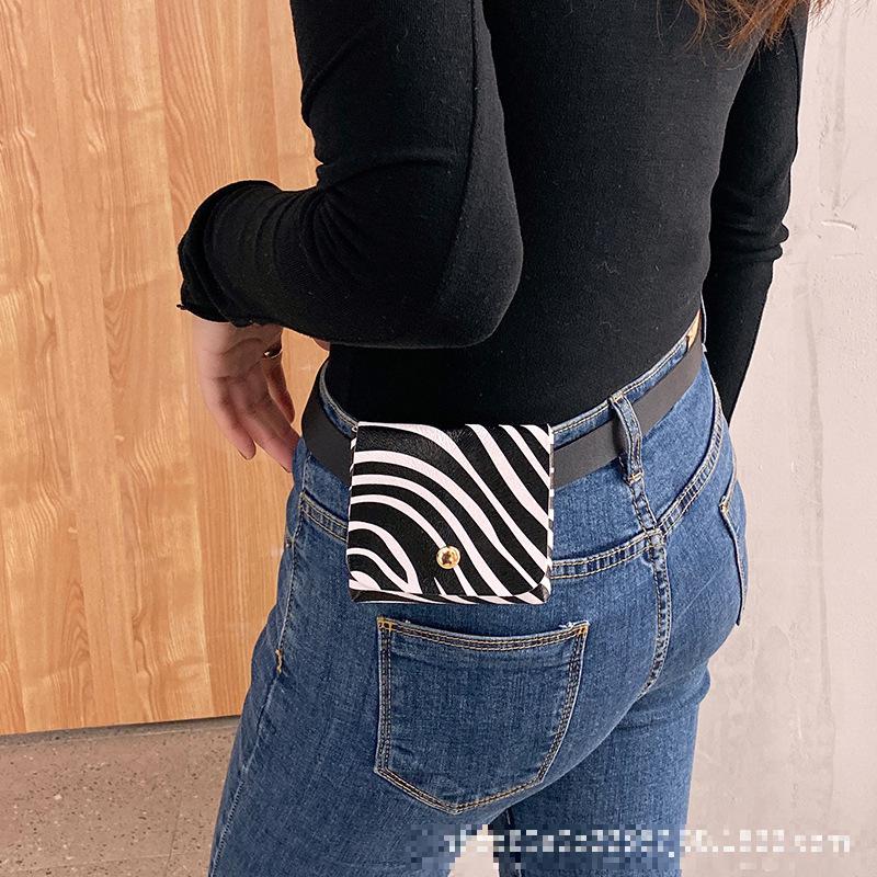 Women Waist Bag Black Pink Leopard Fanny Pack Women Pu Leather Zebra Minni Fanny Pack For Woman Lady Waist Bag
