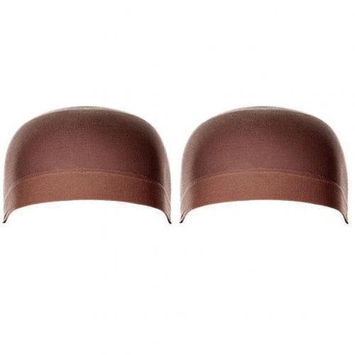 2/12 st kvinnor män universal hög stretchig peruk liner keps hatt frisyr tillbehör dam elastiska peruk kepsar: Lätt kaffe 1 låda