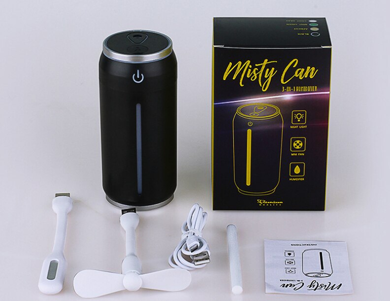 ! 3 in 1 Misty Kan 220ML Luchtbevochtiger Met USB Fogger Mist Maker met LED Night en Ventilator voor zowel Thuis En Auto