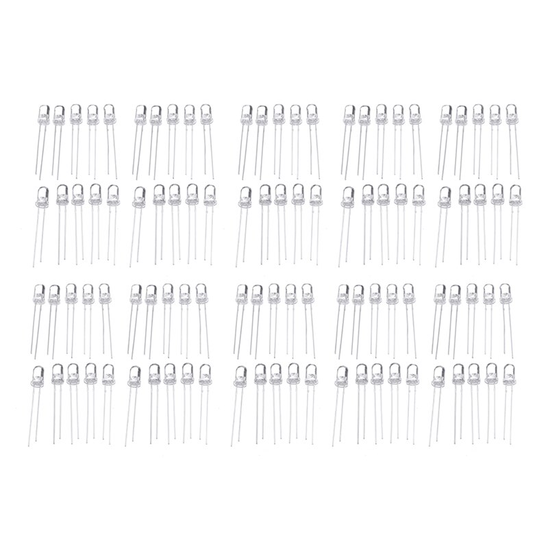 100pcs 5mm LED Diode 5 mm Assorted Kit Clear Warm White Green Red Blue UV Yellow Orange Pink F5 DIP DIY Light Emitting Diode Set