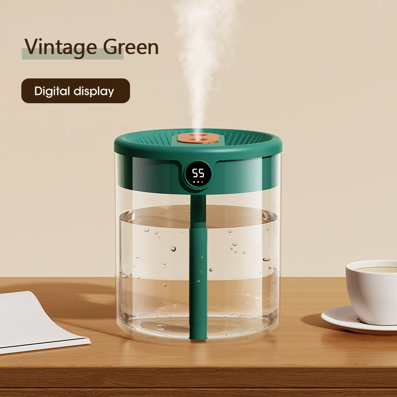 Xiaomi-humidificador de pulverización Dual de 2L, luz nocturna Digital, enchufe USB, gran capacidad, Nano niebla fina, dispositivo de Humidificación de aire para el hogar y el coche: Verde claro