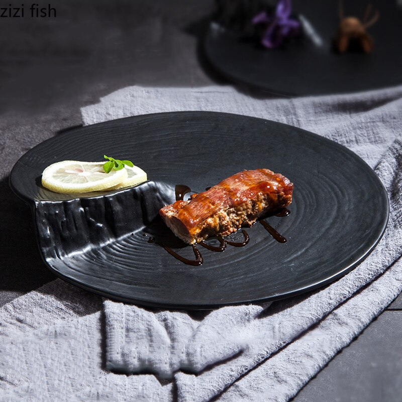 Ceramic Dinner Plate Vegetable Dish Sushi Pasta Steak Plate Restaurant Shaped Tableware Snack Dessert Tray Cooking Dish