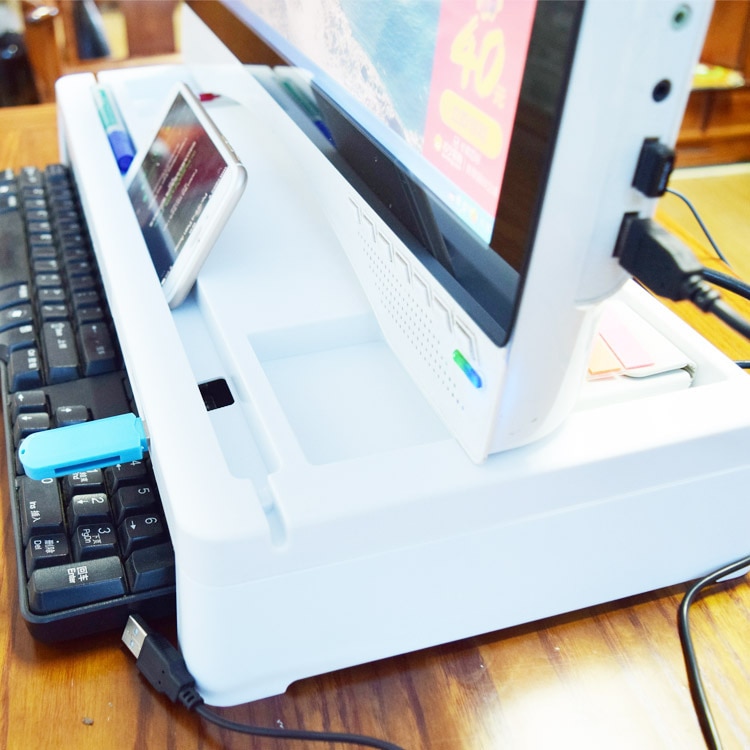 Desktop computer display support desktop simple storage and finishing rack with USB