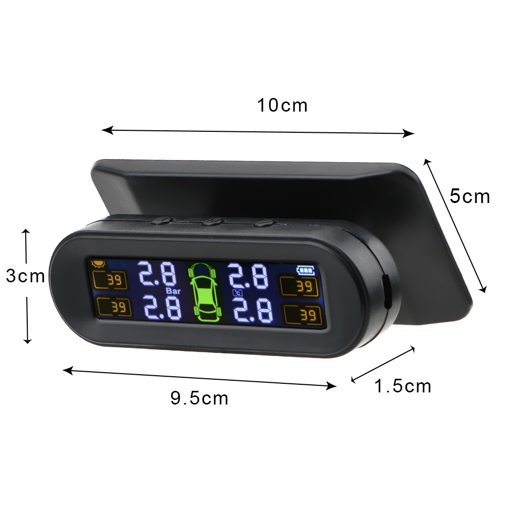 Car Tyre Pressure Monitor Temperature Warning Fuel Save Solar TPMS Tire Pressure Monitoring System With 4 External Sensors