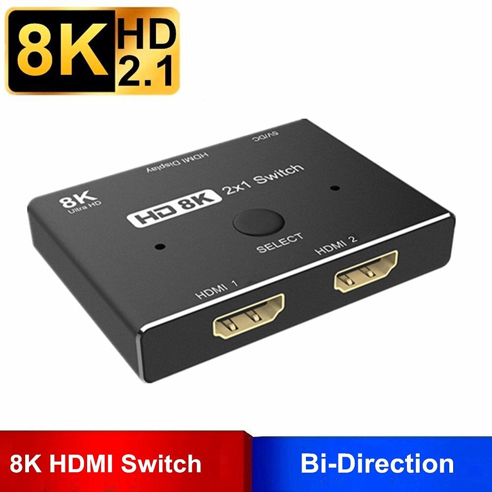 8K Display port Switch Bi-Directional Manual Switch 2 in 1 Out Displayport Switcher DP1.4 Switch DP Splitter Converter docking: 8K HDMI 2.1