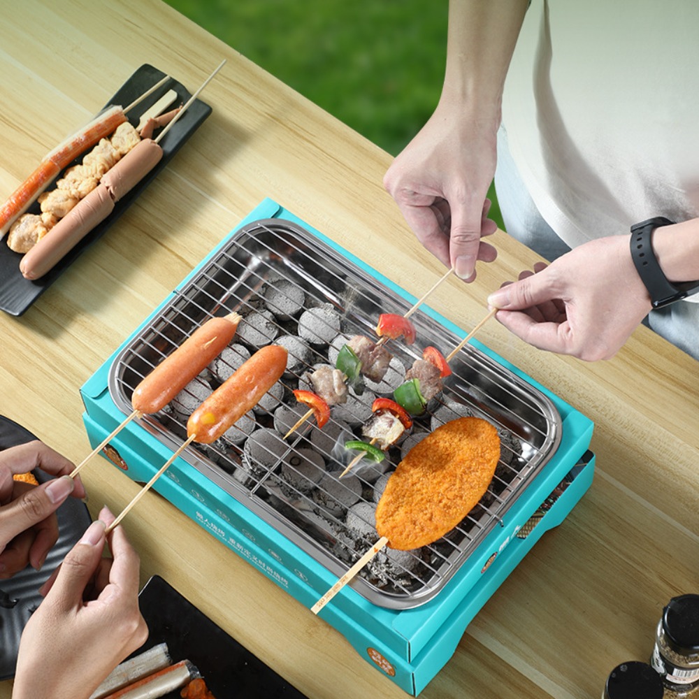 Grill jetable, barbecue à charbon de bois portable, kit de grillades pour ensemble de gril de cuisine intérieur et extérieur pour barbecue pique-nique camping