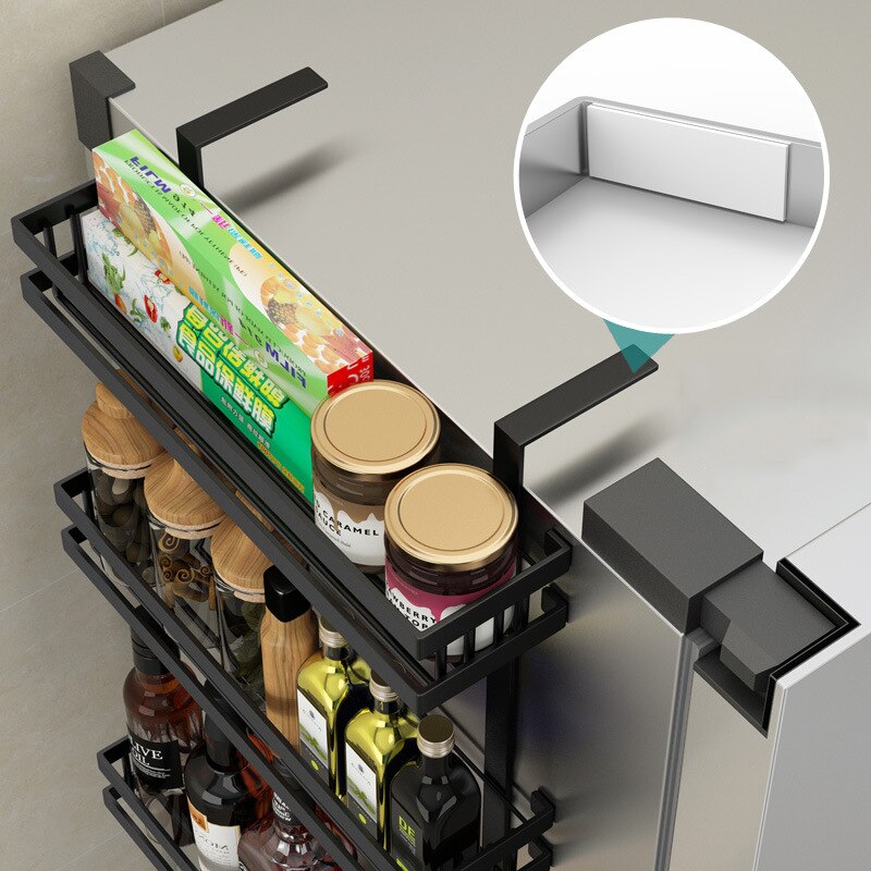 Réfrigérateur côté étagère de rangement étagère placard organisateur cuisine panier armoire gain de place réfrigérateur support suspendu