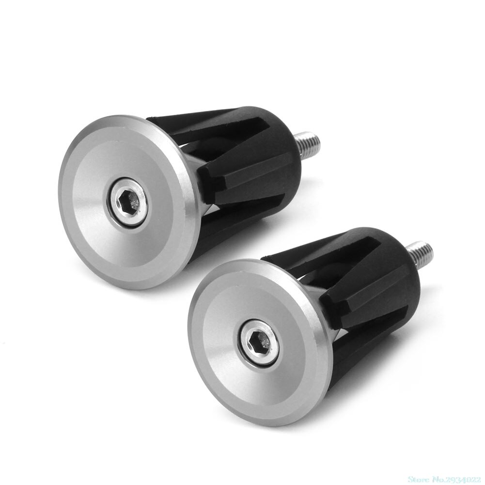 1 paar fiets mtb racefiets aluminium stuurgrepen stuurkap eindpluggen: Zilver