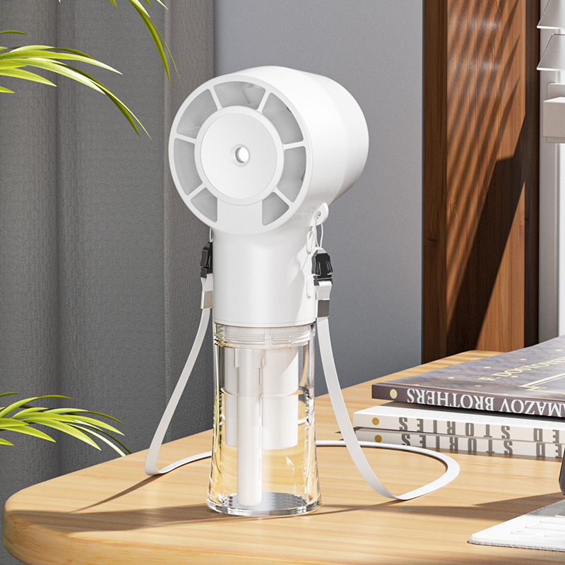 2025Portable Humidifier Fan Mini Handheld Mist Fan Portable USB Rechargeable Handheld Fan Water Spray Hand Fan Outdoor Small Fan: khaki