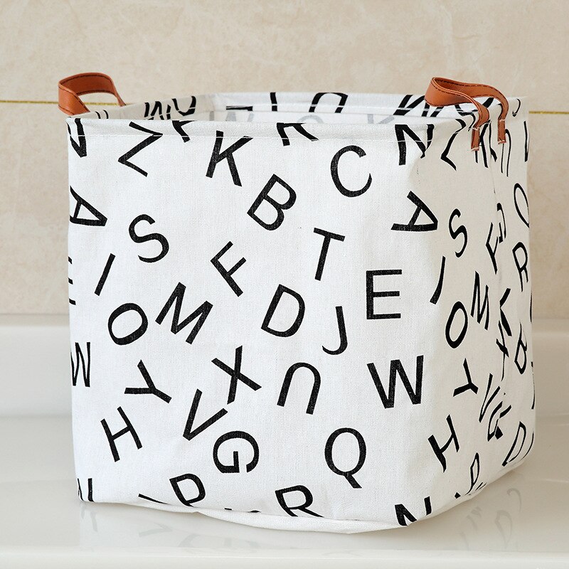 Foldable Sundries Laundry Basket Cute Printing Cosmetics Container Cotton Linen Storage Basket Desktop Organizer: D