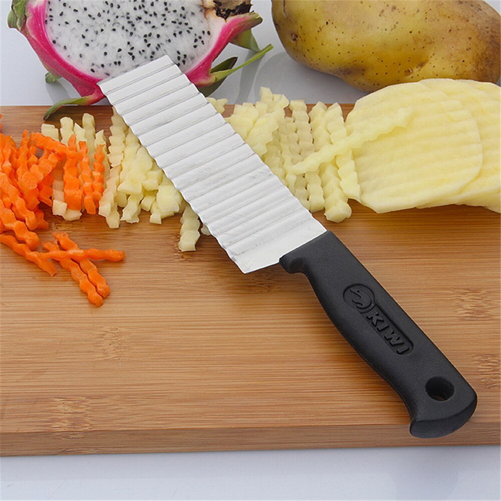 Cuchillos de cocina de acero inoxidable, cortador ondulado de frutas y verduras, rebanadora de corte ondulado para zanahoria, pepino, patata, novedad de