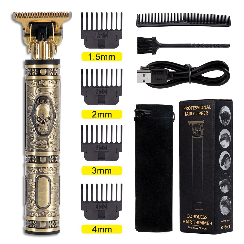 Haar Snijmachine Clipper Professionele Barbershop Oplaadbare Tondeuse Voor Mannen Elektrische Baard Scheerapparaat 0Mm Vintage T9: G SET