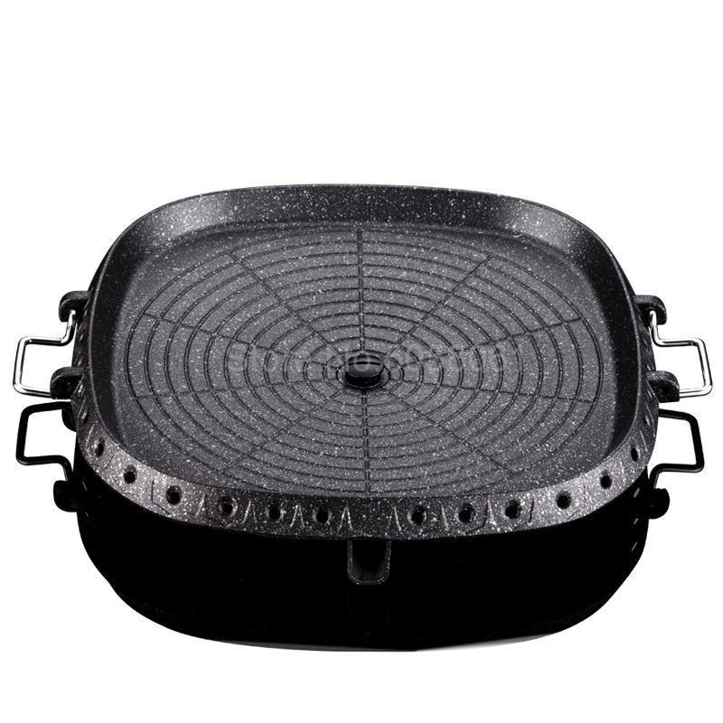 Grillplade røgfri grillpotte grillplade kortovn koreansk bageplade hjemme udendørs non-stick pan: Qp 4